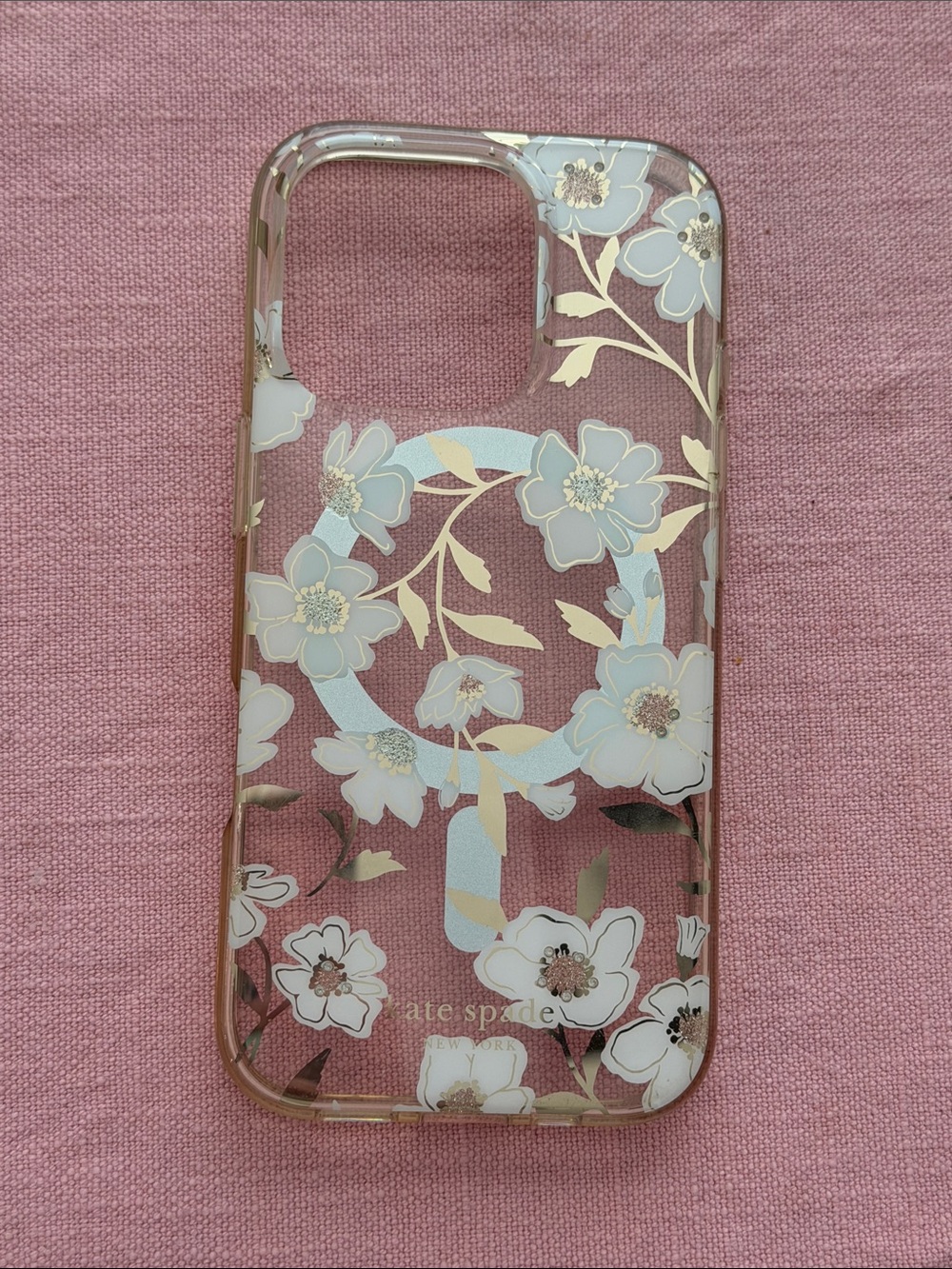 kate spade Floral Clear iPhone 16 pro Case in Light white & Gold